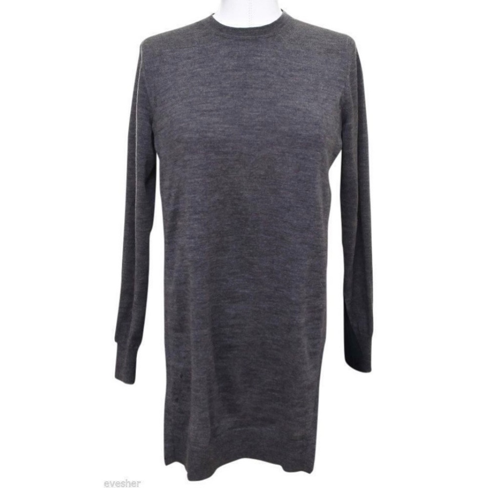 Miu Miu Grey Wool Tunic Sweater Knit Top Navy Sil… - image 2